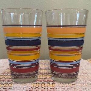 Fiesta Colorful Striped Glass Tumbler Set of Two
